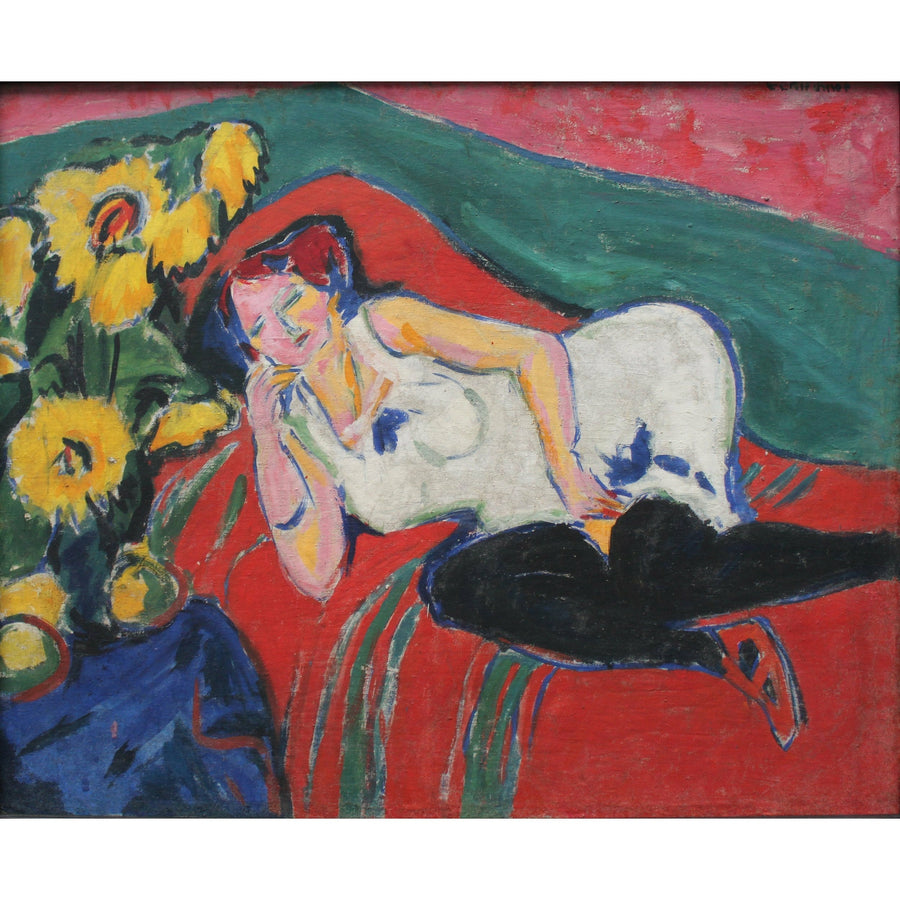 Reclining Woman in a White Chemise Ernst Ludwig Kirchner ReplicArt Oil Painting Reproduction