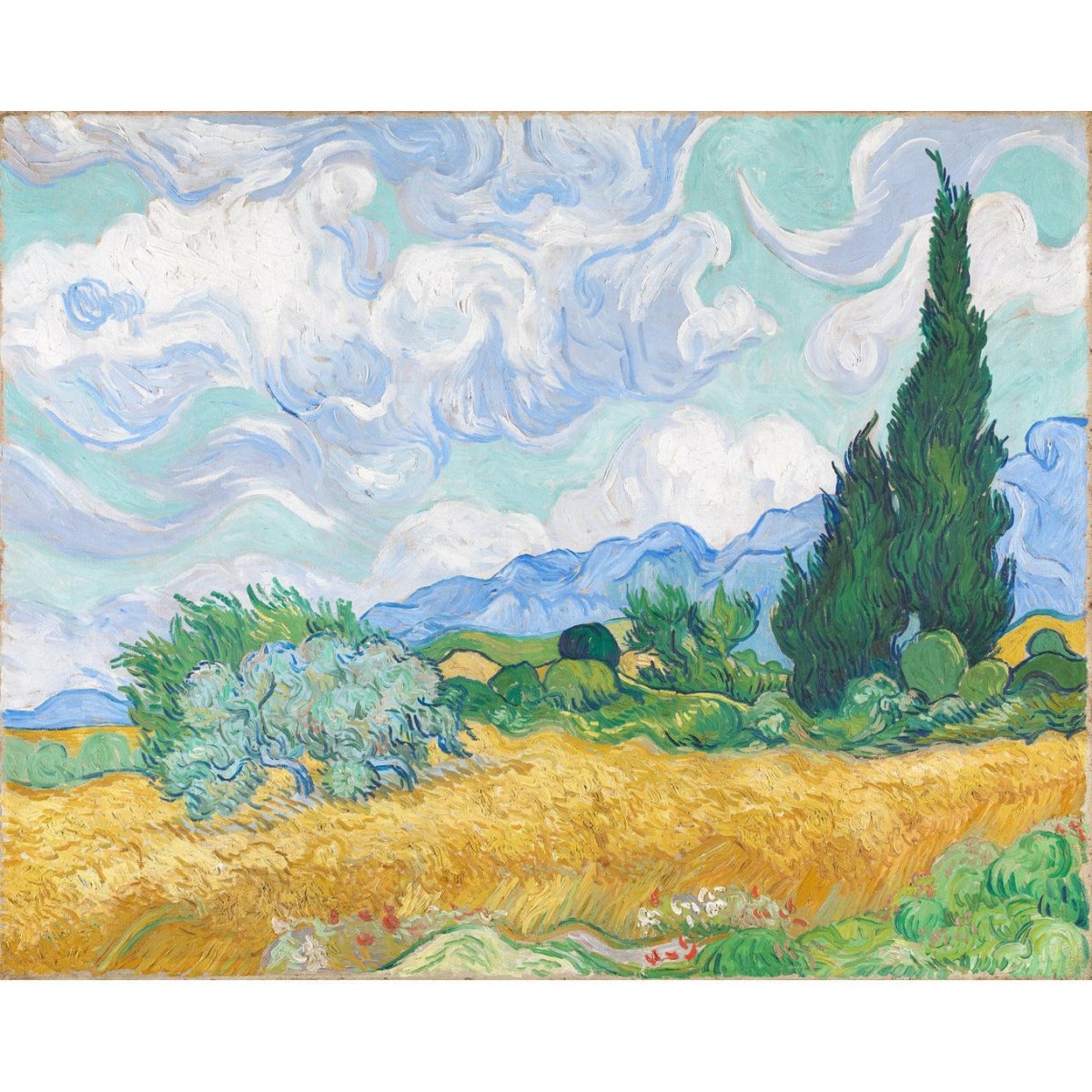 Wheat Field with Cypresses Vincent Van gogh ReplicArt Oil Painting Reproduction