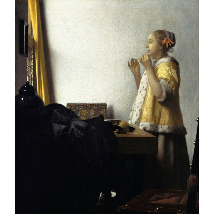 Woman with a pearl necklace Johannes Vermeer ReplicArt Oil Painting Reproduction