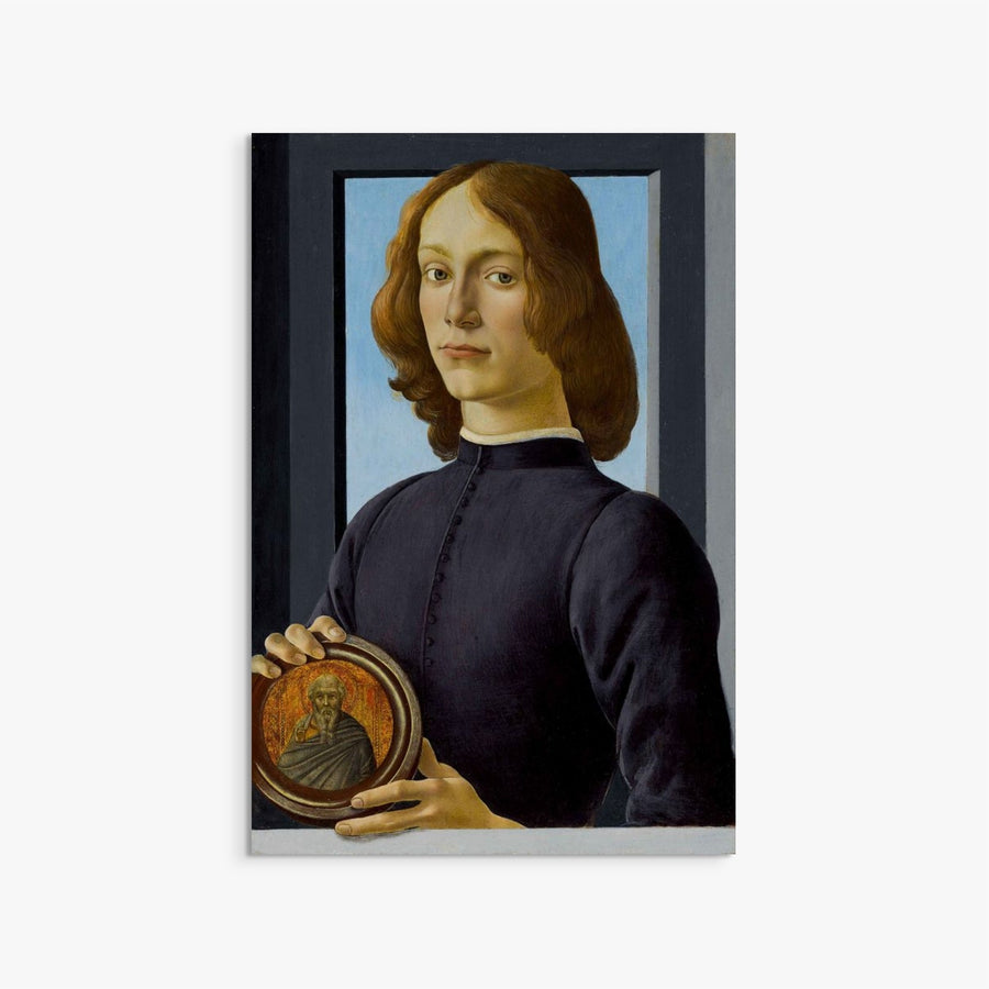 Young Man Holding a Roundel Sandro Botticelli ReplicArt Oil Painting Reproduction