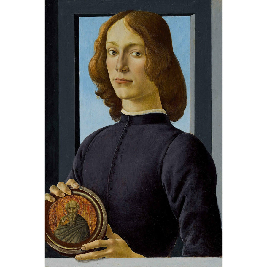 Young Man Holding a Roundel Sandro Botticelli ReplicArt Oil Painting Reproduction